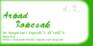 arpad kopcsak business card